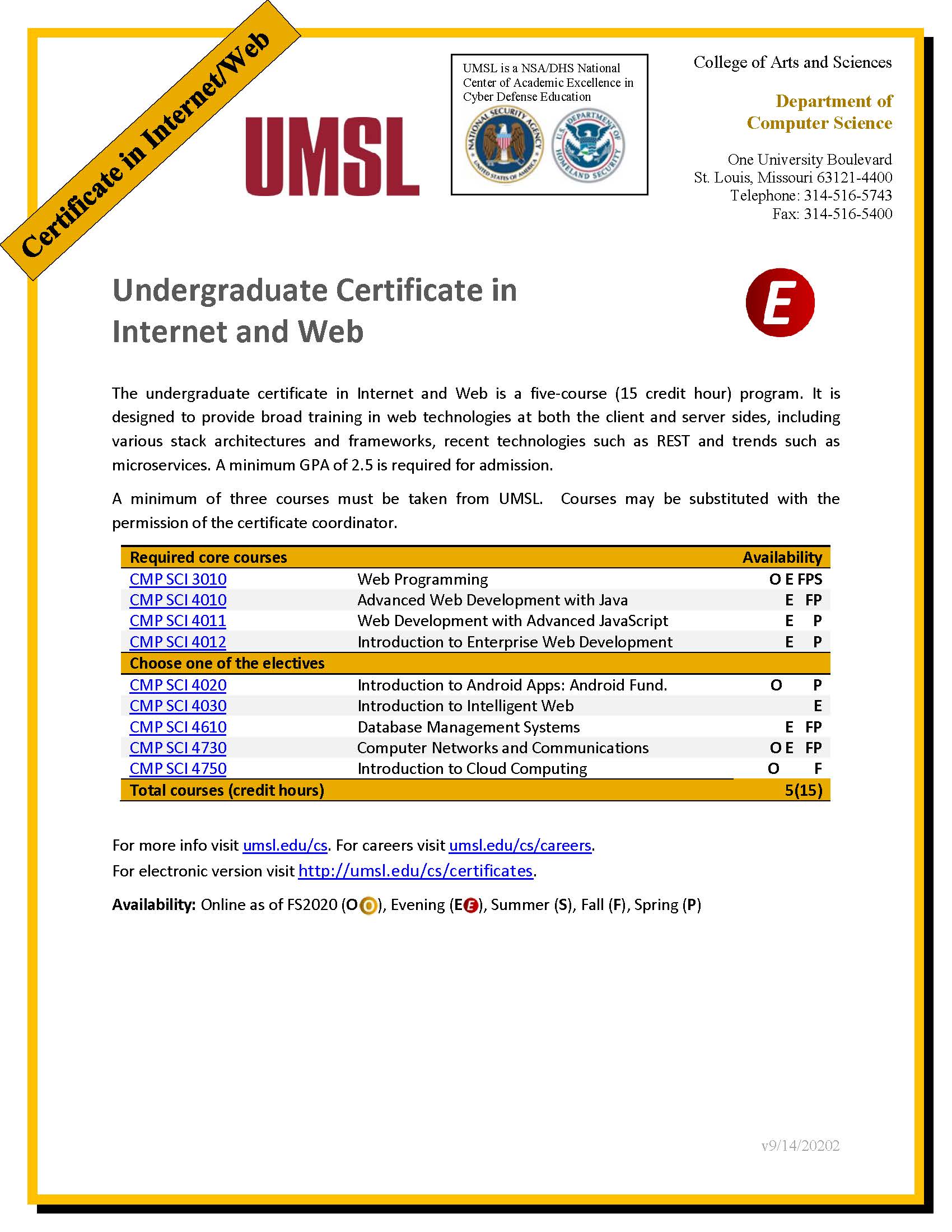 Certificate in Internet and Web UMSL