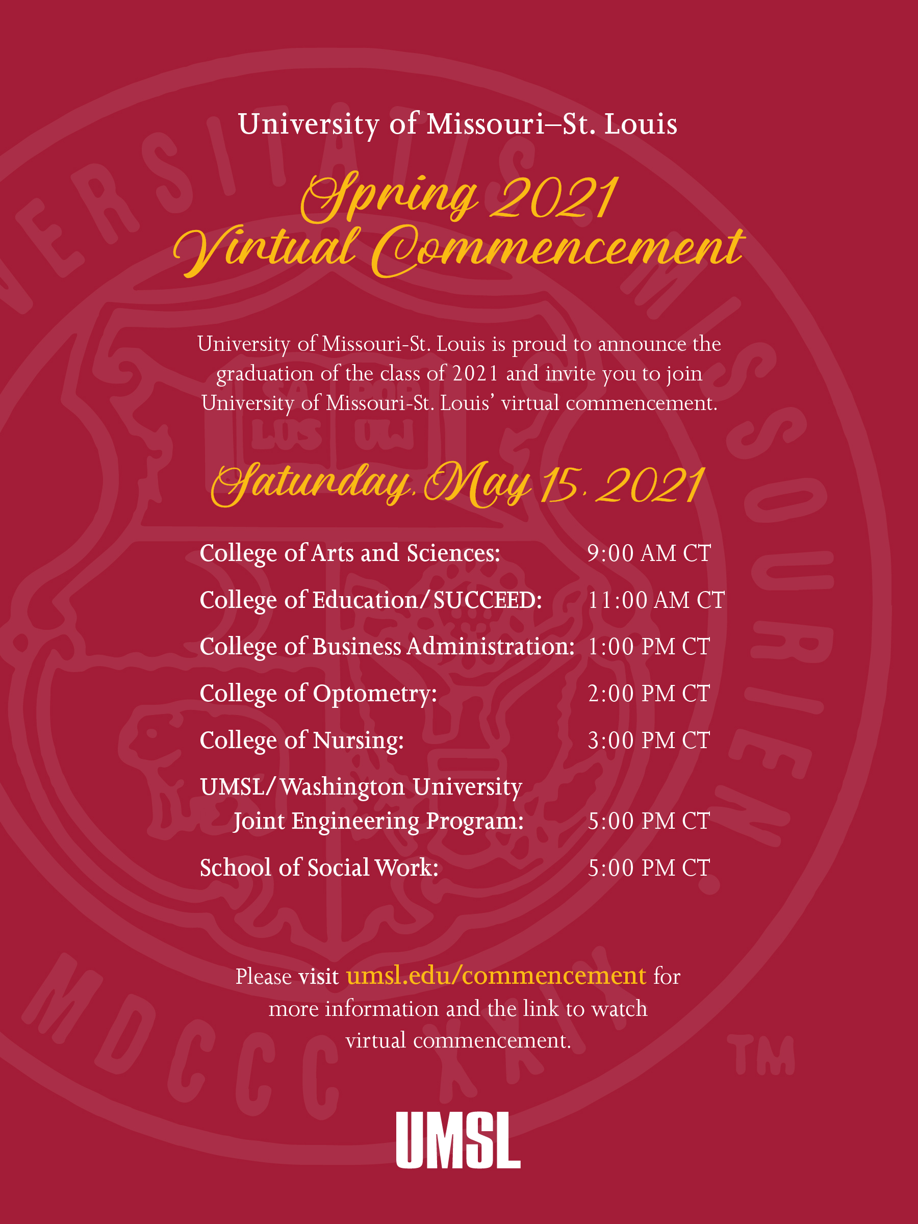 Umsl Finals Schedule Spring 2025