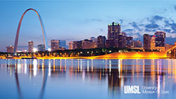 St. Louis skyline with UMSL logo