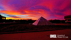 the pyramid with a swirly, multi-colored sky