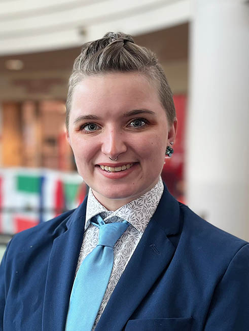 Young woman in a suit