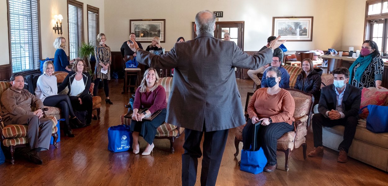 Class listening to a speaker