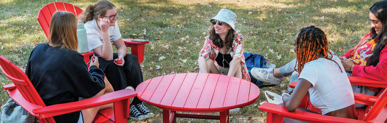 Students lounging outside