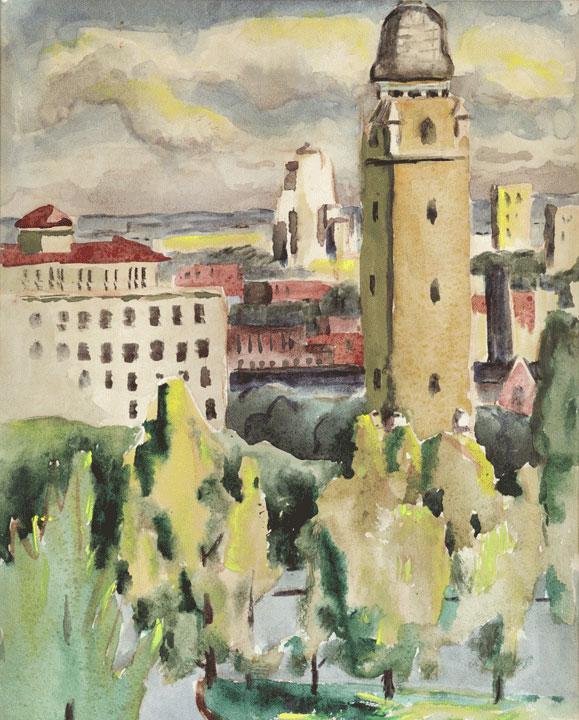 Jessie Beard Rickly (1895-1975)  Urban Landscape, watercolor on paper, n.d.