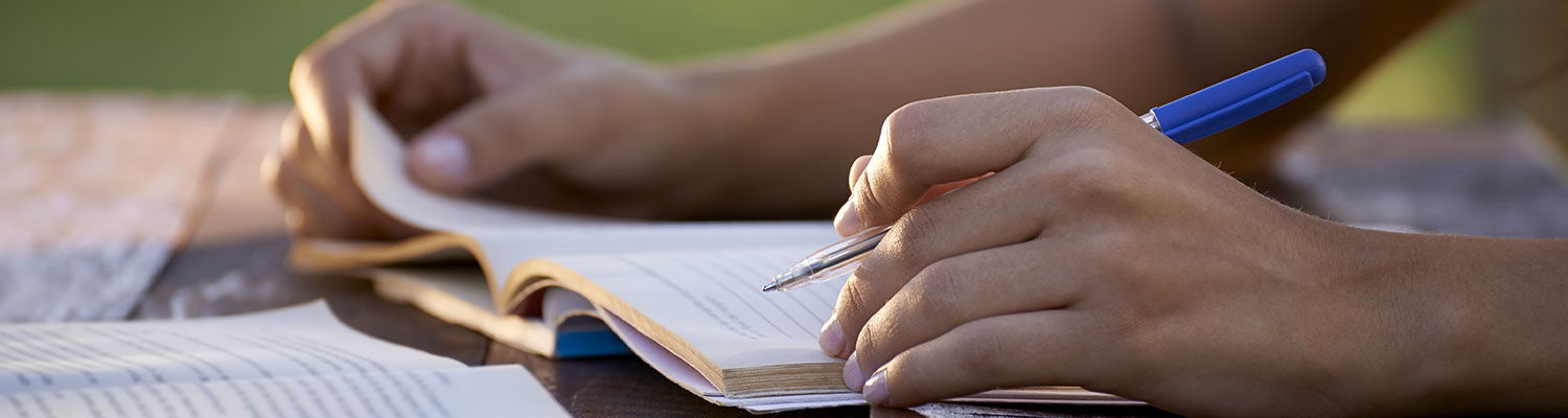 Student performing research