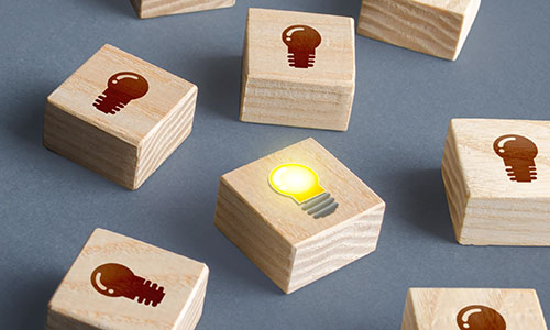 blocks with light bulbs printed on them