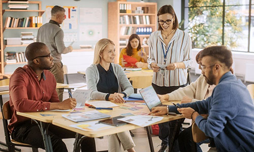 people in an office setting collaborating