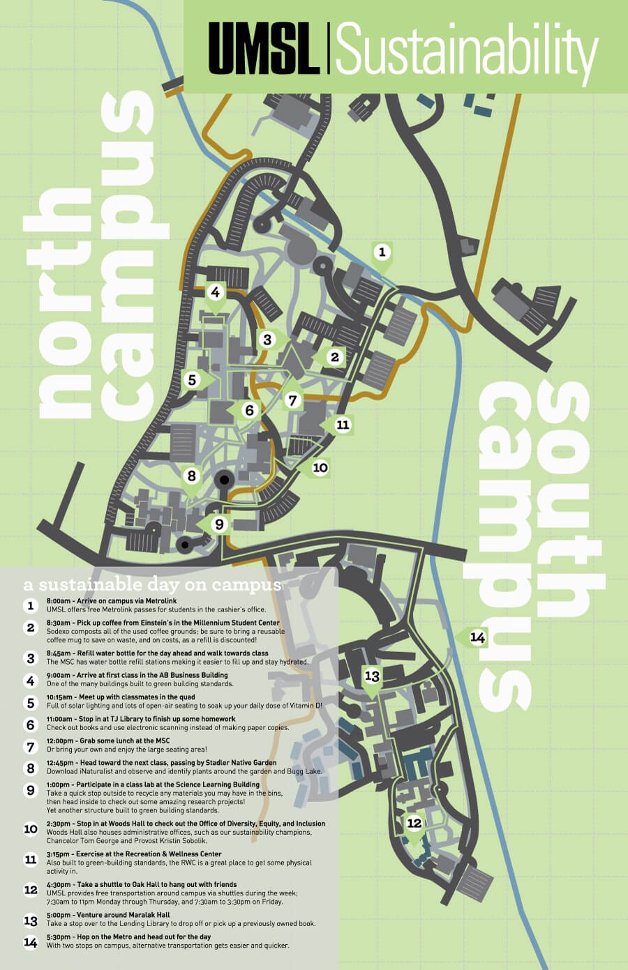 umsl south campus map Map Of Sustainability Features On Campus umsl south campus map