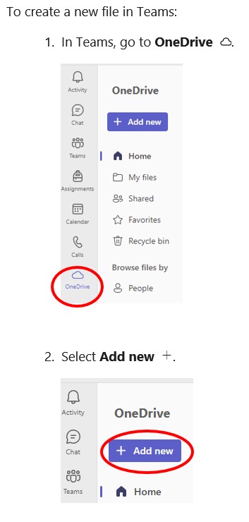 steps to create a file in teams