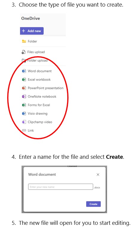 steps to create a file in teams